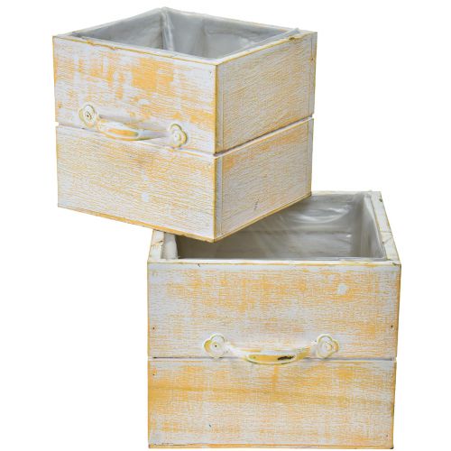 Produkt Szuflada na rośliny z uchwytem, pomarańczowo-białe drewno, 12/15 cm, zestaw 2 szt