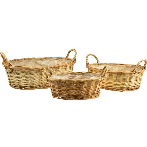 Kosz na rośliny tkany kosz owalny z wierzby 42/34/28 cm, zestaw 3 szt