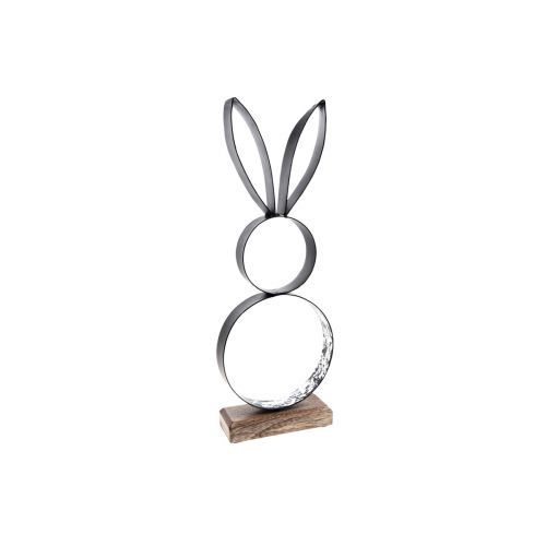 Ozdoba zająca wielkanocnego metalowa czarna srebrna Figurka wielkanocna 11×31cm
