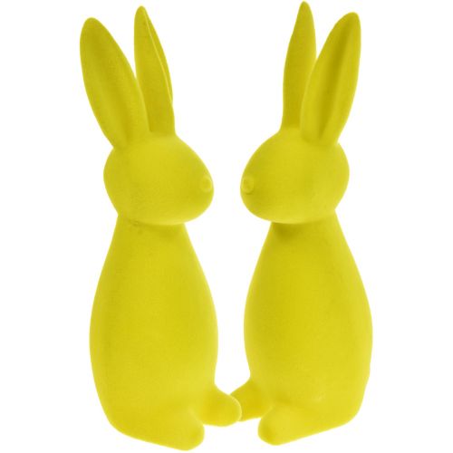 Floristik24 Zajączki wielkanocne flokowane żółto-zielone – 2. wybór – 8×10×29cm 2 szt.