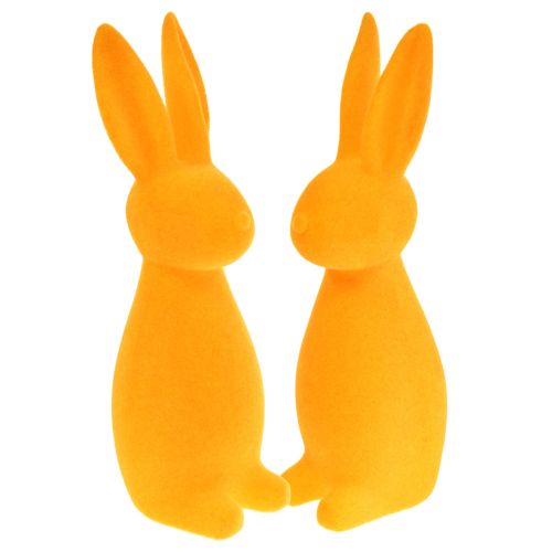 Króliczki wielkanocne pomarańczowe flokowane – 2. gatunek – Dekoracja wielkanocna króliczki 8x10x29cm 2 sztuki