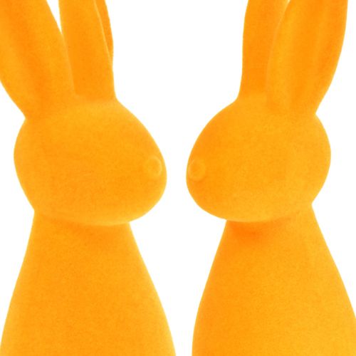 Produkt Króliczki wielkanocne pomarańczowe flokowane – 2. gatunek – Dekoracja wielkanocna króliczki 8x10x29cm 2 sztuki