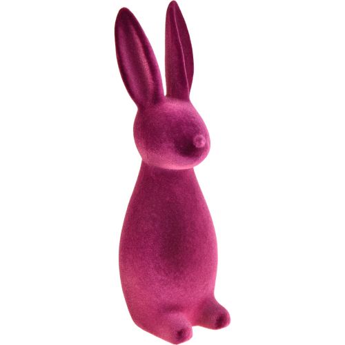 Floristik24 Dekoracja wielkanocna w kształcie króliczka z flokowanego zajączka – 2. wybór – fioletowy 15×15,5×47 cm