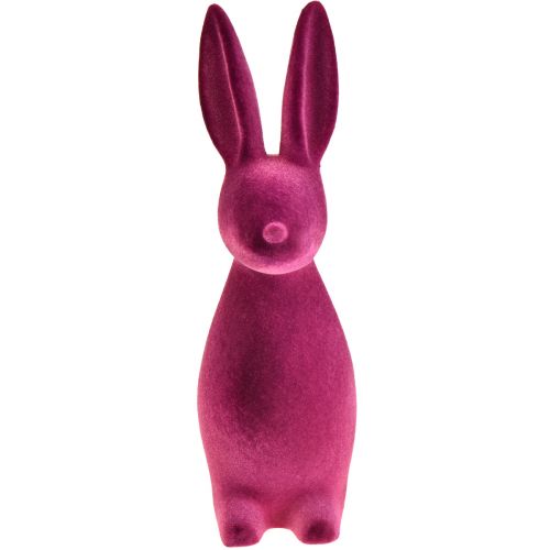 Produkt Dekoracja wielkanocna w kształcie króliczka z flokowanego zajączka – 2. wybór – fioletowy 15×15,5×47 cm