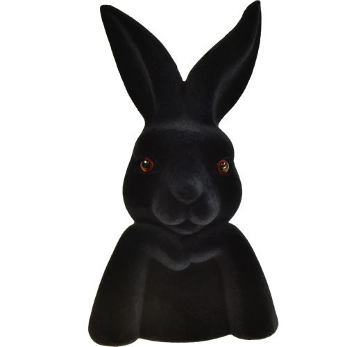 Popiersie króliczka myślącego, czarnego flokowanego Wielkanocnego 16,5×13×27cm
