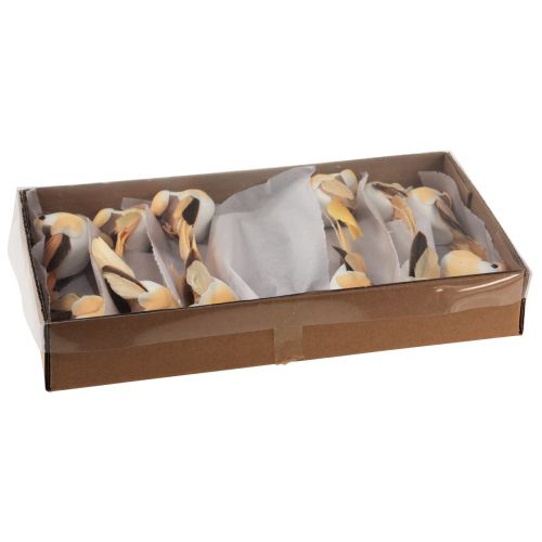 Produkt Ptaszek z piórami na drucie, ptak ozdobny z piórami pomarańczowo-brązowy 4cm 12 szt