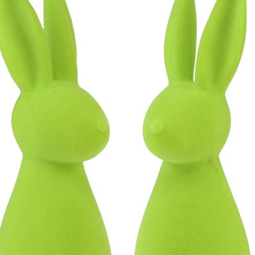 Produkt Króliczki z frędzlami w kolorze zielonego jabłka – 2. wybór – dekoracja stołu wielkanocnego 8×10×29cm 2 sztuki