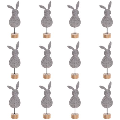 Produkt Stojak do dekoracji stołu Dekoracja zajączka wielkanocnego filcowa szara 19cm 12 szt