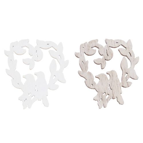 Produkt Dekoracja rozproszona ptasie drewno serce dekoracja stołu naturalne 3,5/1,5cm 72 szt
