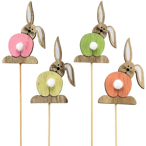 Produkt Zając wielkanocny drewniane korki kwiatowe Wielkanoc kolorowe wys. 8cm 12 szt