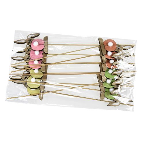 Produkt Zając wielkanocny drewniane korki kwiatowe Wielkanoc kolorowe wys. 8cm 12 szt