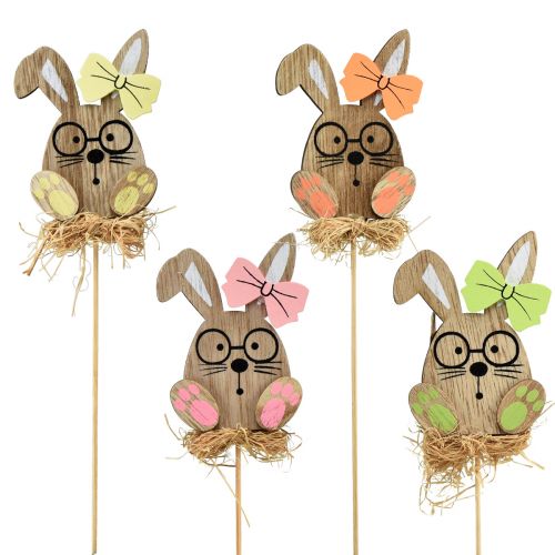 Produkt Wtyczka kwiatowa drewniana Zajączek wielkanocny z okularami 8,5cm 12 szt
