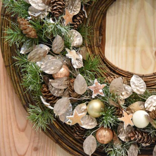 Floristik24 Deco Wieniec Srebrny Liść Sztuczny Liść Wieniec Szampański Ø59cm