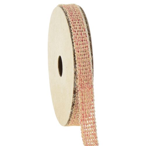 Floristik24 Wstążka jutowa ozdobna wstążka naturalna czerwona tkana W12mm L10m