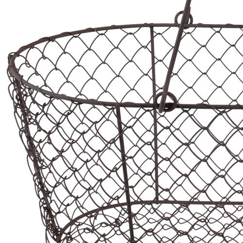 Floristik24 Kosz druciany, kosz siatkowy, kosz metalowy, rdzawy uchwyt, drewno, dł. 30 cm