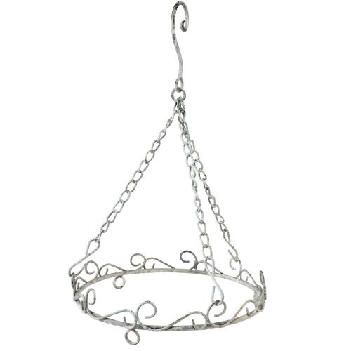 Dekoracja wisząca dekoracja metalowa szaro-biała vintage Ø20cm W30cm