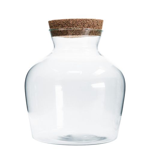 Floristik24 Dekoracyjne szkło z korkiem Dekoracyjny wazon przezroczysty bulwiasty Ø20cm W21cm