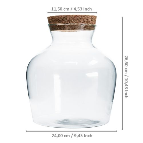 Floristik24 Dekoracyjne szkło z korkiem Dekoracyjny wazon z pokrywką W25cm Ø24cm