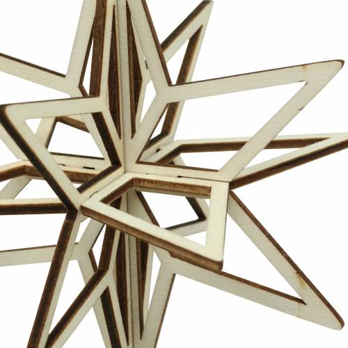 Floristik24 Drewno gwiazda 3D do powieszenia 13,5 cm 6 sztuk