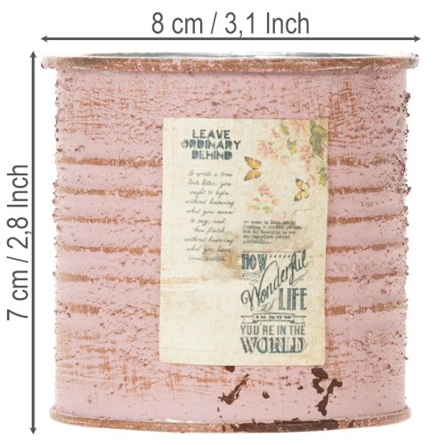 Produkt Doniczka ozdobna puszka okrągła antyczna róża metalowa Ø8cm wys.7,5cm