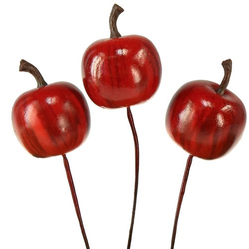 Produkt Mini jabłka na drucie 3cm błyszczące 24 szt