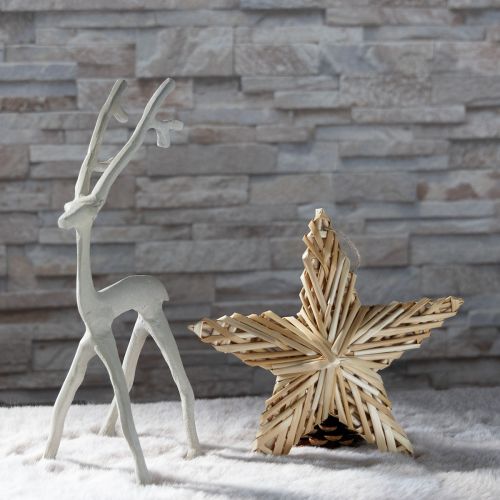 Produkt Dekoracja renifer figurka jelenia metalowa szara glina optyka wys. 27,5 cm