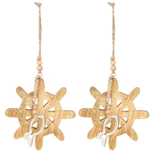 Produkt Drewniana ozdoba na kierownicę metalowa zawieszka ryba Ø12cm 2szt