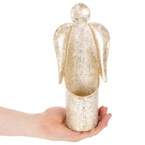 Świecznik anioł figurka złota dekoracja świąteczna 27cm | Floristik24.pl