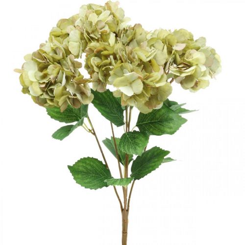Bukiet hortensji sztuczny zielony, brązowy 5 kwiatów 48cm