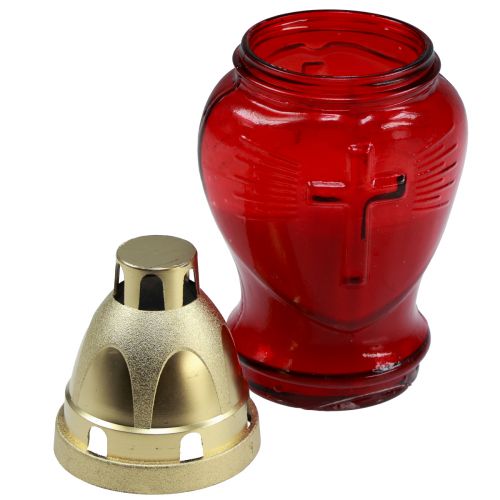 Floristik24 Lampka na grób ze szkła szklane serce czerwona lampka pamiątkowa S8cm W16,5cm 6 szt