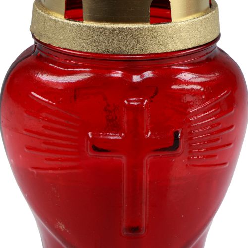 Floristik24 Lampka na grób ze szkła szklane serce czerwona lampka pamiątkowa S8cm W16,5cm 6 szt