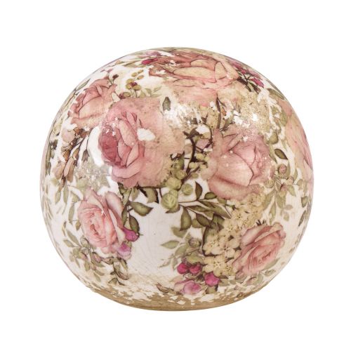 Floristik24 Kula ceramiczna z różyczkami, ceramika dekoracyjna Ø9,5cm