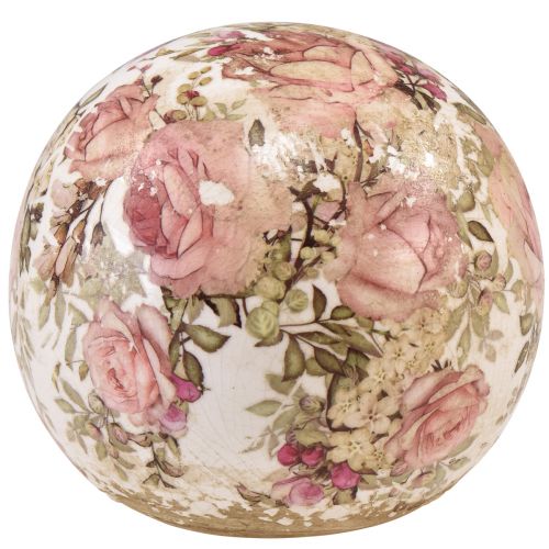 Floristik24 Kula ceramiczna z motywem róży, ceramika dekoracyjna o średnicy 12cm