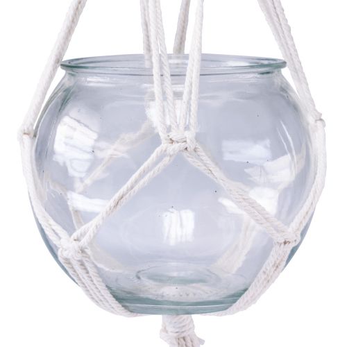 Produkt Wiszący kosz makramowy, szklany wazon dekoracyjny okrągły Ø13,5cm
