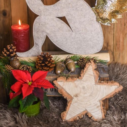Floristik24 Drewniana taca na Adwent, plasterek drzewa w kształcie gwiazdy, Boże Narodzenie, dekoracja gwiazdy naturalne drewno Ø29cm