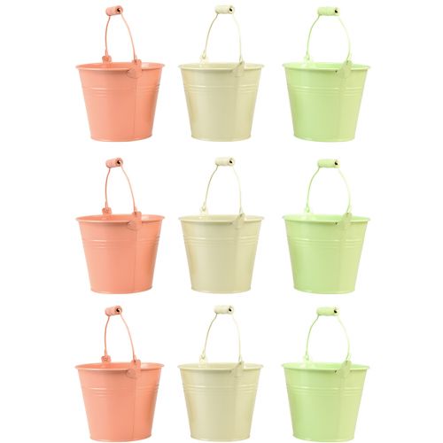 Floristik24 Wiadro z uchwytem donica pastel metal Ø10cm W8cm 10 szt
