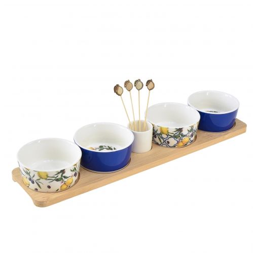 Floristik24 Zestaw Tapas Bambusowa ceramika Cytryny i Oliwki 40cm