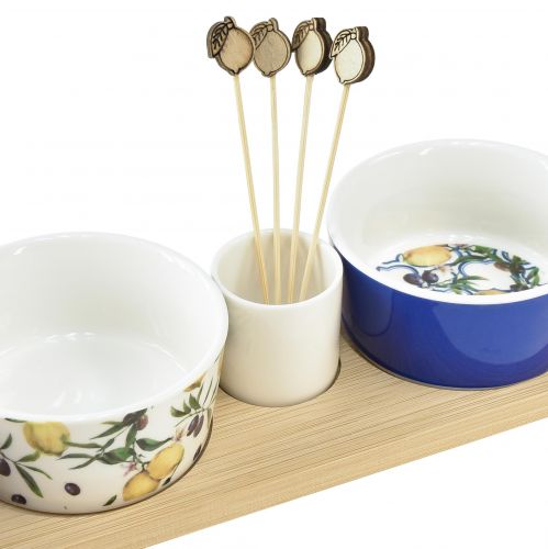 Floristik24 Zestaw Tapas Bambusowa ceramika Cytryny i Oliwki 40cm
