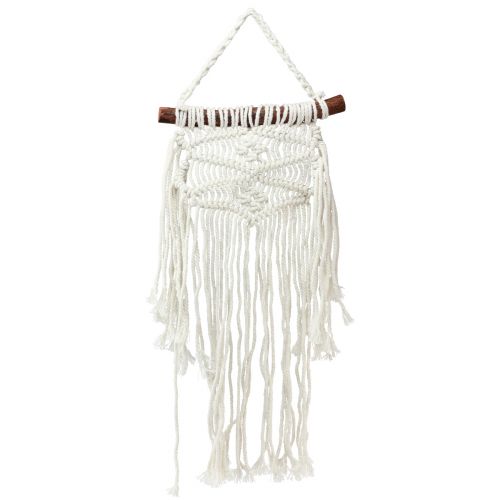 Produkt Wisząca dekoracja ścienna makrama boho kremowa 18,5×48cm