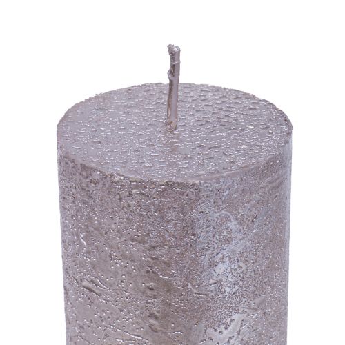 Produkt Świece stożkowe duże platynowy wzór brokat Ø50×W300mm 4 szt