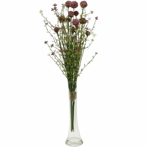 Floristik24 Kwiaty sztuczne Craspedia purpurowe Drumstick 3szt.