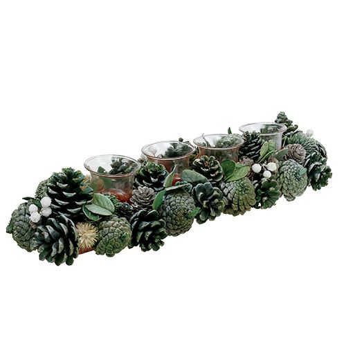 Aranżacja adwentowa 45cm zielona na 4 tea lights