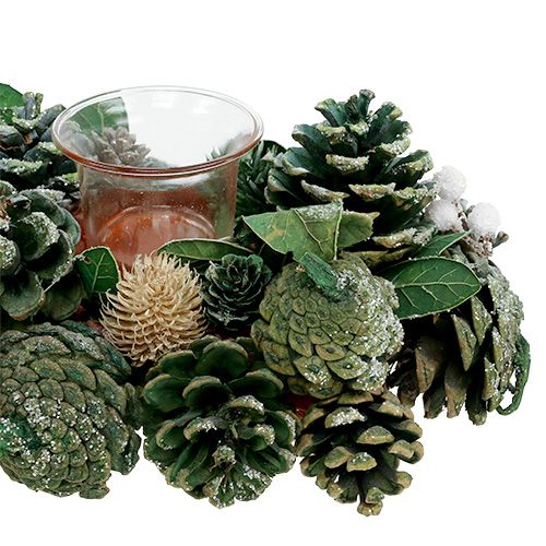 Floristik24 Aranżacja adwentowa 45cm zielona na 4 tea lights