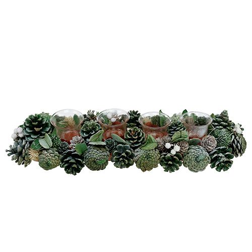 Floristik24 Aranżacja adwentowa 45cm zielona na 4 tea lights