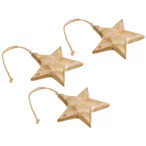 Produkt Dekoracja adwentowa, gwiazda wykonana z drewna, gwiazdka świąteczna wys. 9cm 3 szt
