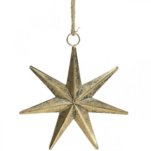 Świąteczna dekoracja gwiazda wisiorek złoty antyczny wygląd W19,5cm