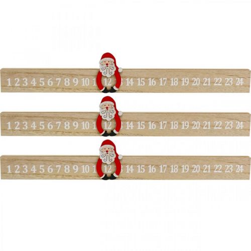 Floristik24 Kalendarz adwentowy drewniany pasek adwentowy deco adwent 48,5 cm 3 szt.