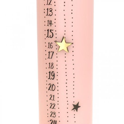 Floristik24 Kalendarz adwentowy świeca różowa świeca filarowa nadejście 250/50mm