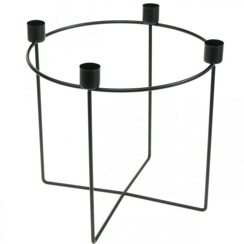 Floristik24 Świecznik na 4 świece patyczkowe czarny metal Ø25cm H23cm