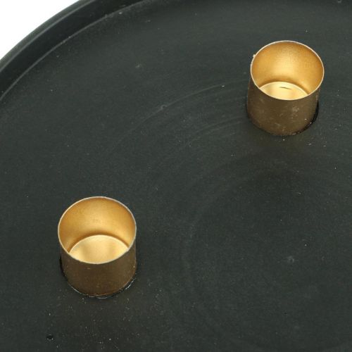 Floristik24 Świeca talerz metalowy Wianek adwentowy czarny, złoty Ø24cm